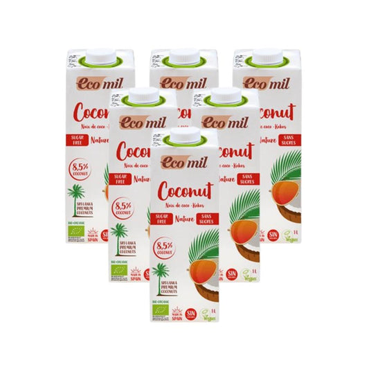 Pack de 6 bebidas vegetais de coco EcoMil 1L