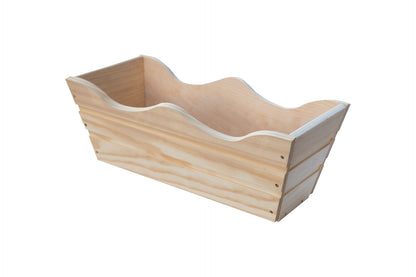 Jardinera De Balcon Ondulada De Madera Natural De 50 X 20 X 19,5 Cm 11l + Bolsa Geotextil_1