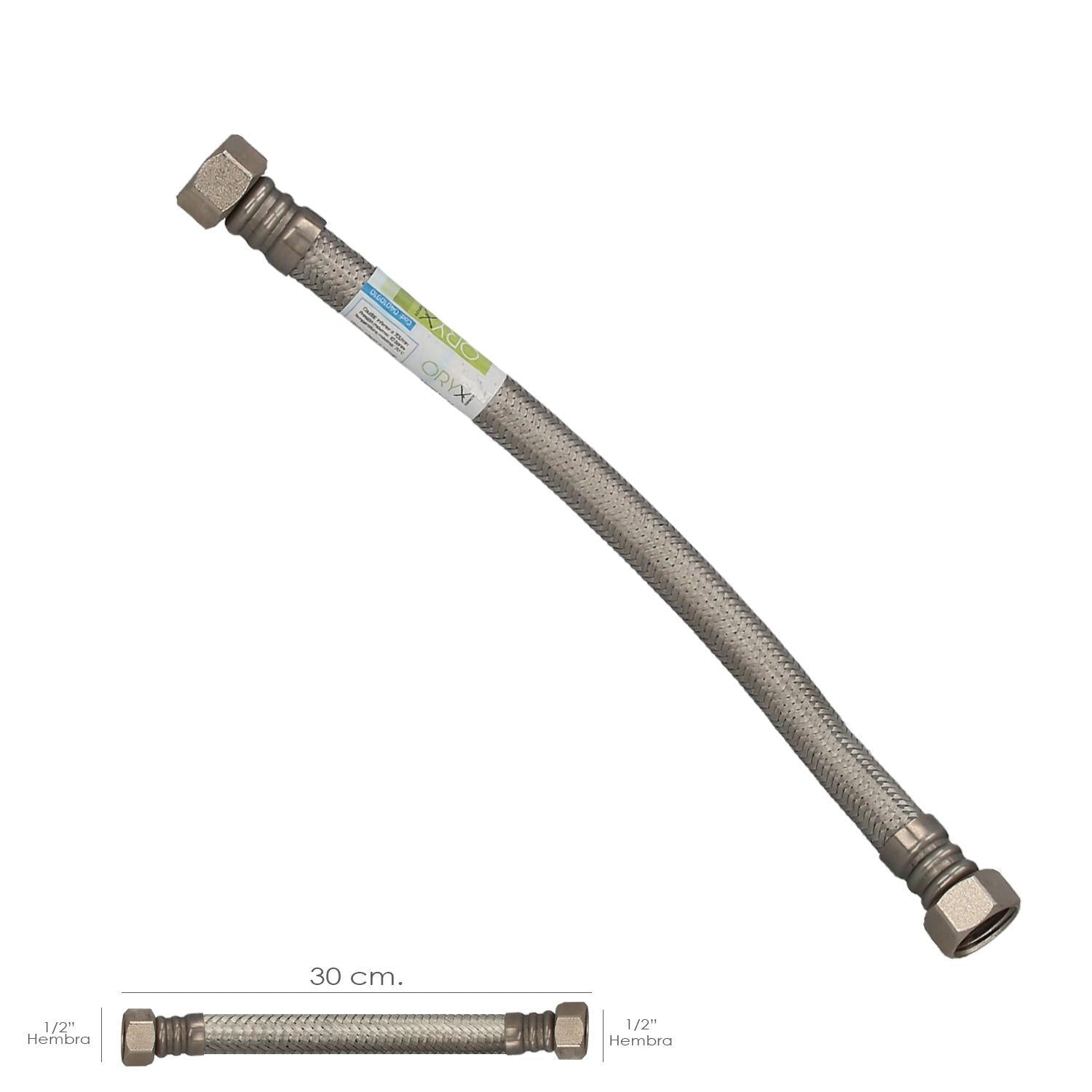 Latiguillo Flexible Reforzado Acero Inoxidable Termo Hembra 1/2 - Hembra 1/2 Longitud 300 Mm