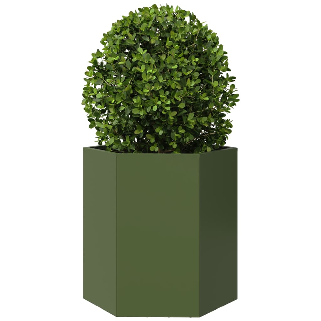 Jardineras Hexagonales 2 Uds Acero Verde Oliva 46x40x45 Cm_4