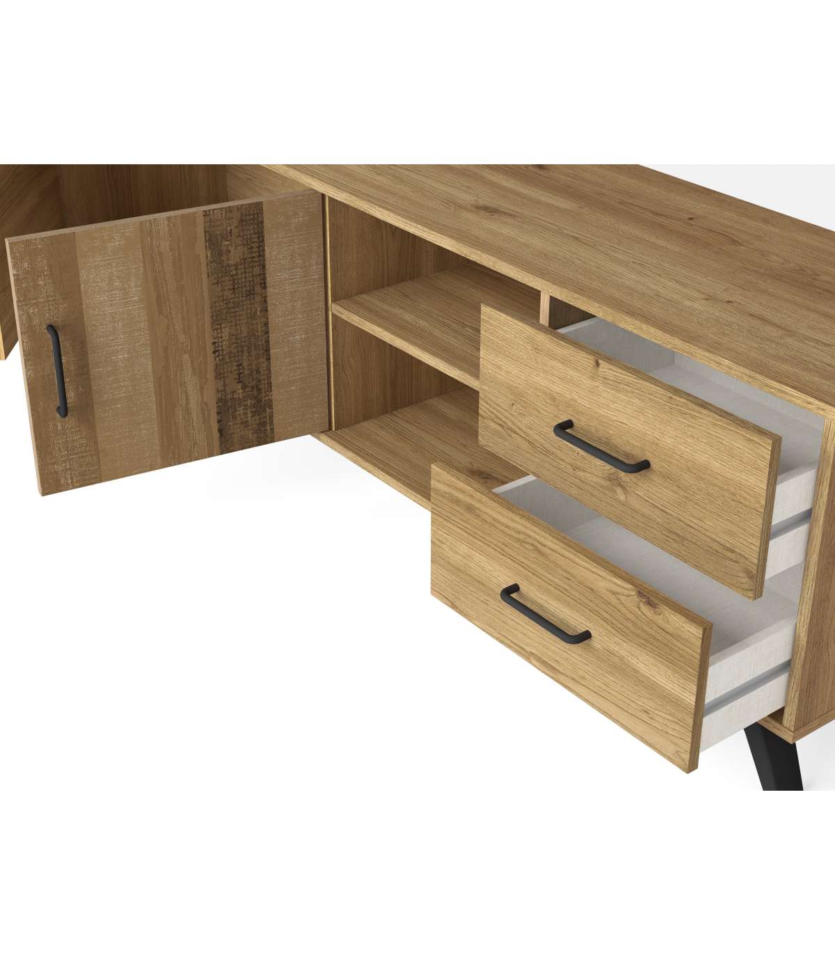 Mueble Televisión Nora 2 Puertas 2 Cajones Acabado Natural, 180.5cm(ancho) 53.1cm(alto) 4_3