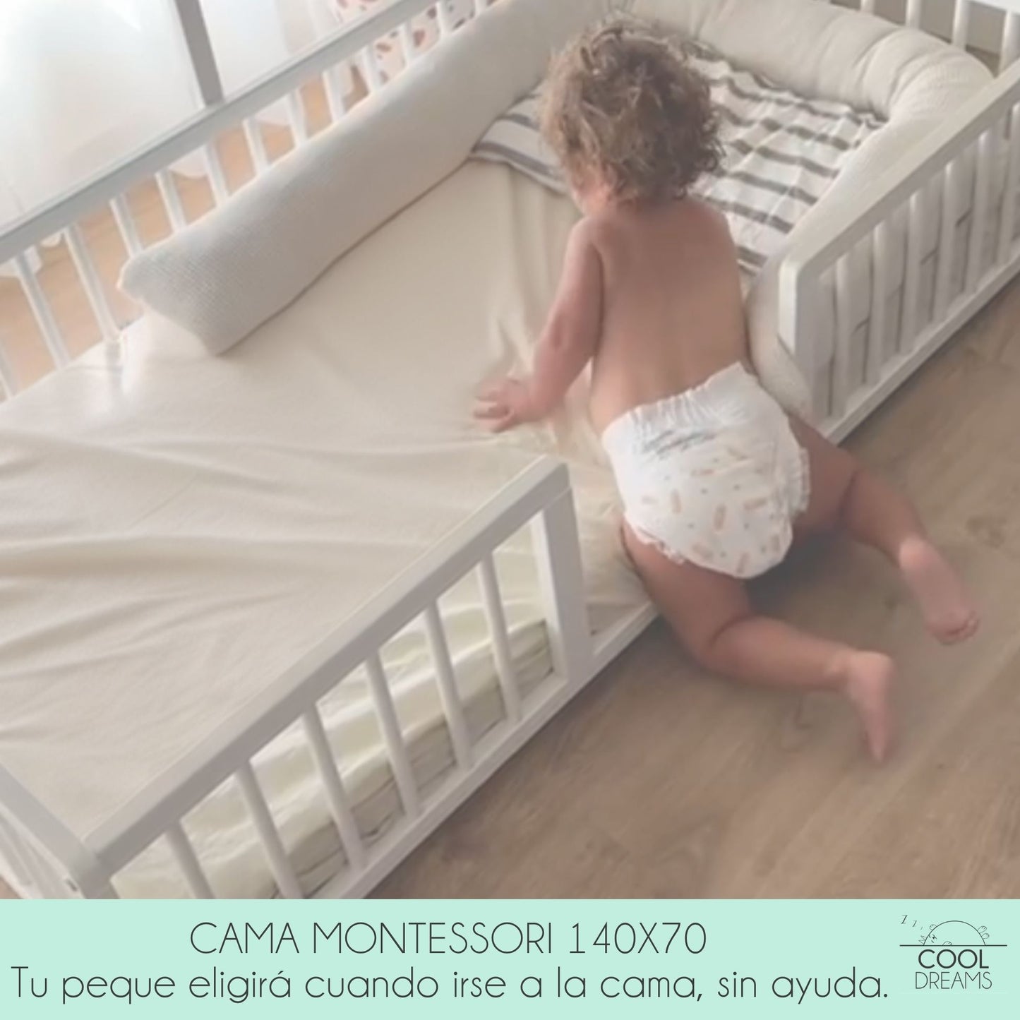 Cama Infantil Tipi Apache 140x70cm Para Niños A Partir De Los 2 Años. Cama Montessori De Madera De Haya Y Color Blanco_2