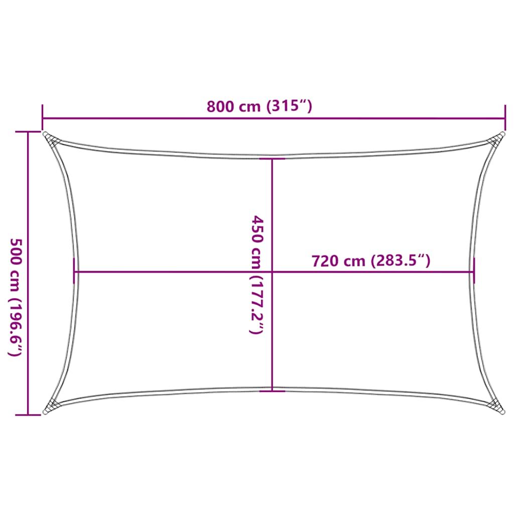 Vidaxl Toldo De Vela Rectangular Hdpe Azul 160 G/m² 5x8 M_2