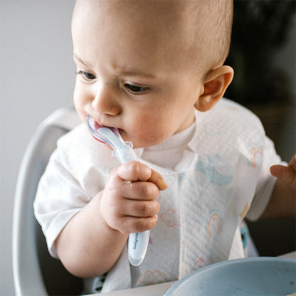 Cuchara De Silicona Flexible Para Bebés Azul_2