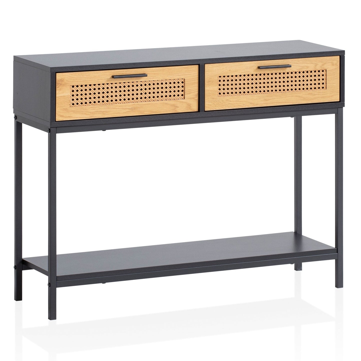 Mesa Consola Negro Con Patas De Metal 100x30x75 Cm_0
