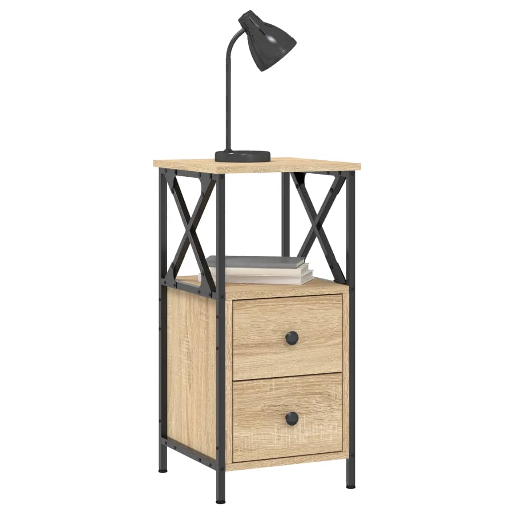 Mesita Noche 2 Uds Madera Ingeniería Roble Sonoma 34x35,5x70 Cm_2