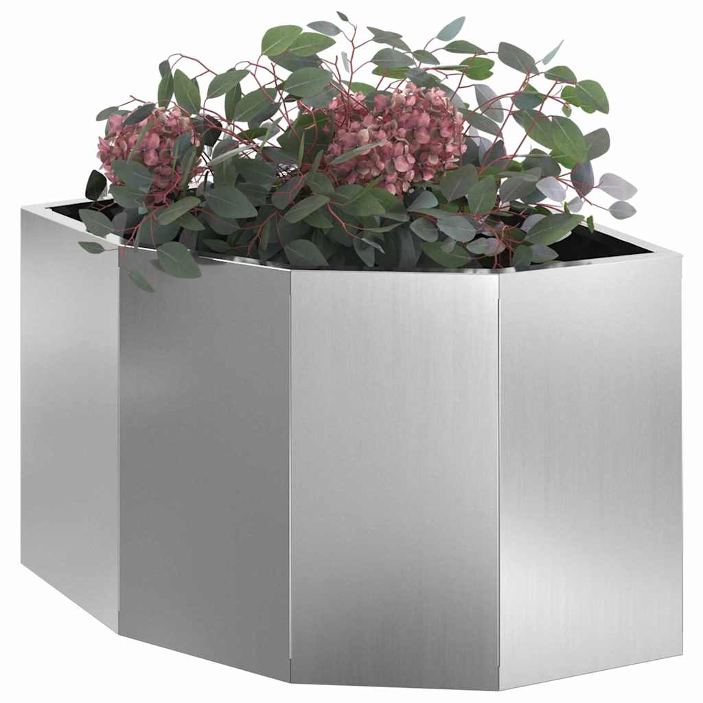 Macetero De Esquina Plateado 45 X 45 X 35 Cm Acero Galvanizado_2