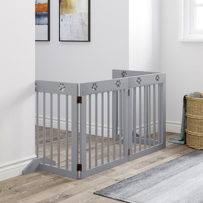 Pawhut Barrera Para Perros Plegable De 4 Paneles 204x30x61 Cm Gris Claro_1