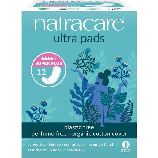 Pensos Natracare Super Plus sem alhetas, 12 unidades
