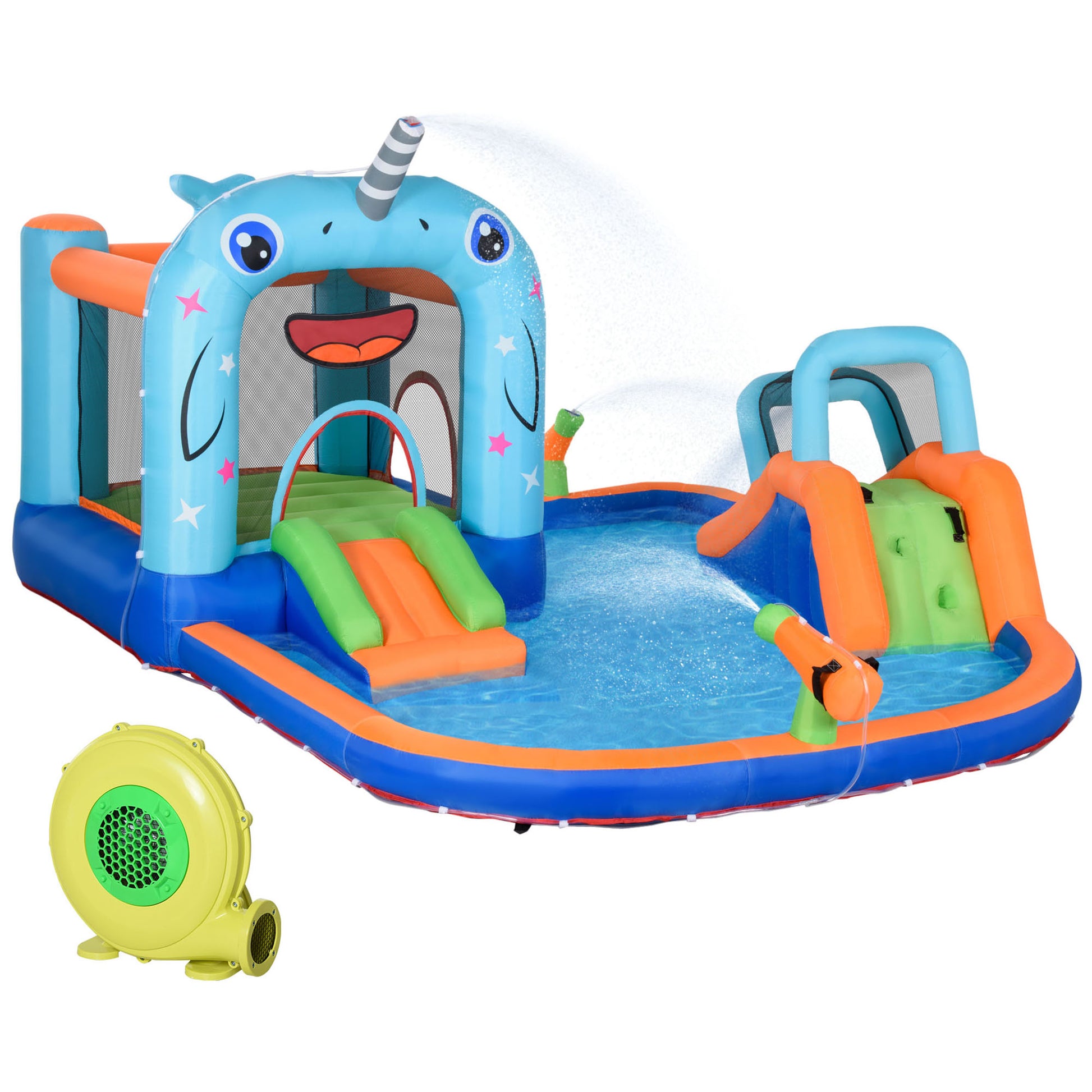Outsunny Castillo Hinchable Para Niños De 3-8 Años Con Tobogán 420x370x230 Cm_0