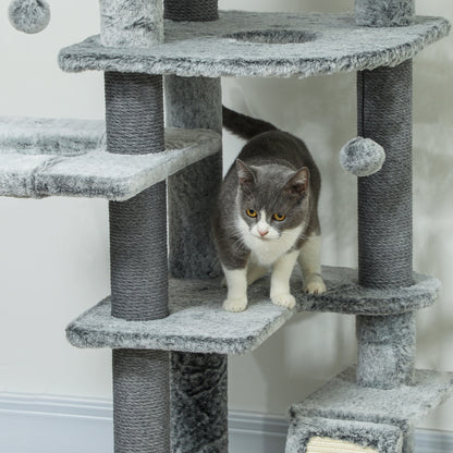 Pawhut Árbol Para Gatos De Suelo A Techo De 225-255 Cm Con Altura Ajustable Gris_4