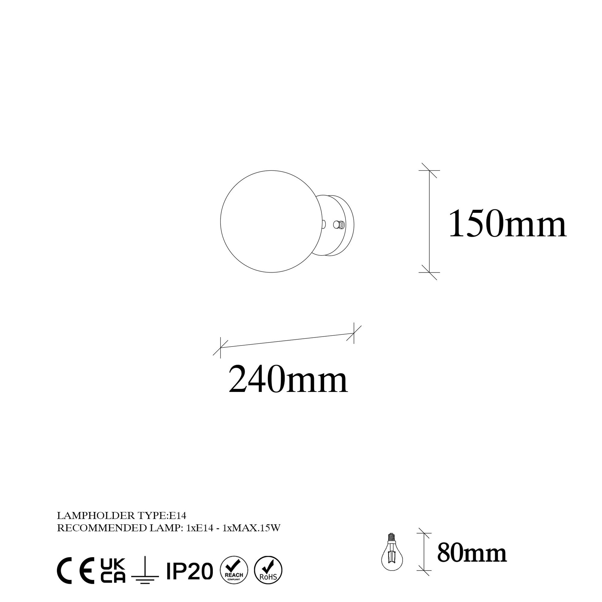 Aplique De Pared Pantalla Transparente, Metal , Negro, 15x15x24, Casquillo E14 Max 15 W_1
