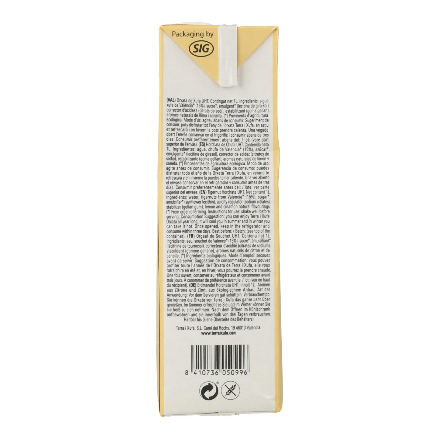 Horchata Biológica de Valência Terra i Xufa 1L