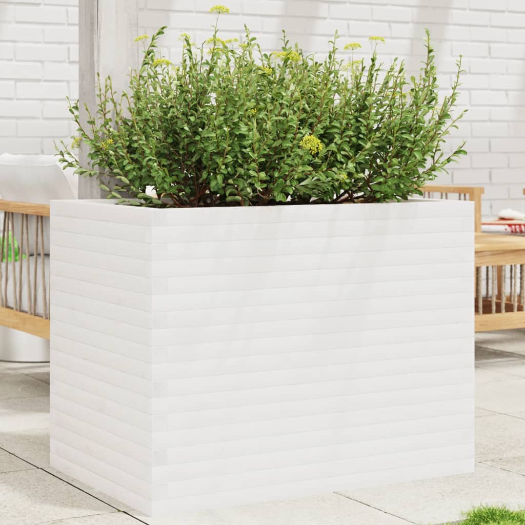 Jardinera Madera Maciza De Pino Blanco 90x60x68,5 Cm_1