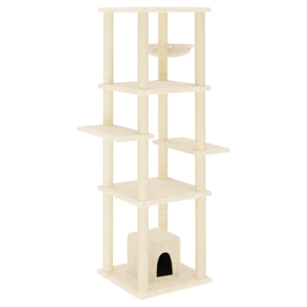 Vidaxl Rascador Para Gatos Con Postes De Sisal Crema 154 Cm_0