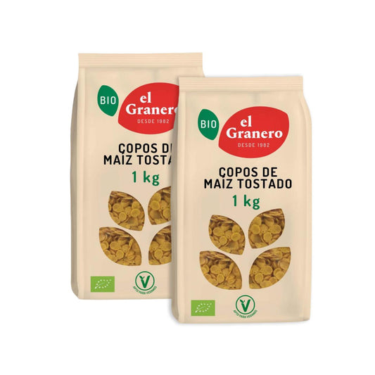 Embalagem de 2 flocos de milho torrados El Granero, 1 kg 