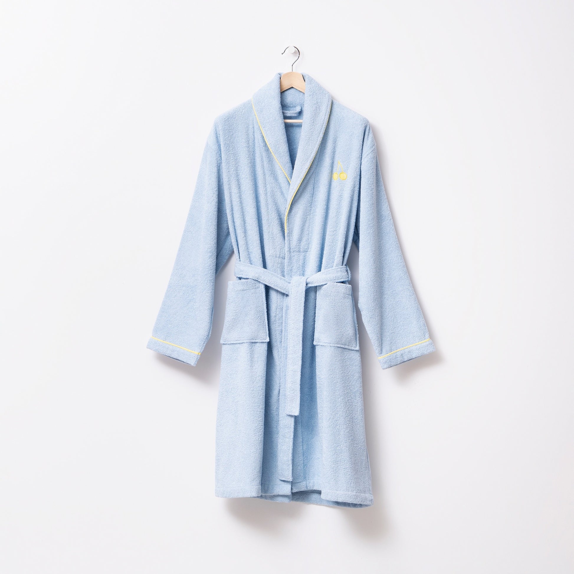 Albornoz L/xl 380gsm 100%algodon Azul Con Cereza Amarilla Benetton Fruits Be