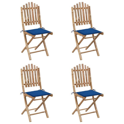 Vidaxl Set De Comedor Exterior Plegable 5 Piezas Con Cojines Bambú_1