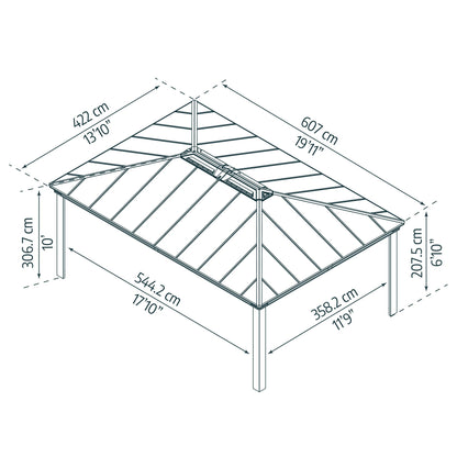 Gazebo com sombra Dallas 422x607 cm 