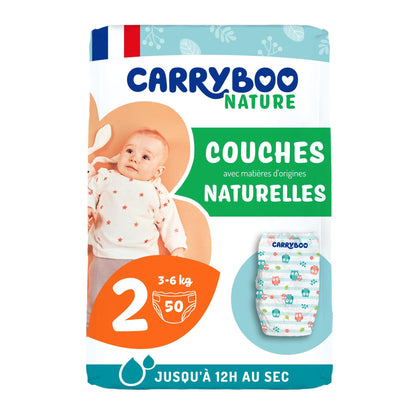 Fraldas Carryboo Nature Fraldas naturais e dobráveis, tamanho 2 (3-6 kg)