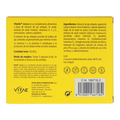 Vitarlic Cleanse 557 mg 90 cápsulas Vitae