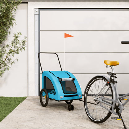 Remolque De Bicicleta Mascotas Hierro Tela Oxford Azul_1
