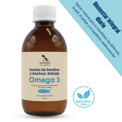Aceite Omega 3 para perros y gatos – EPA DHA – Sardina y anchoa – 200 ml_0