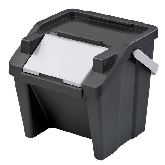 Papelera Apilable moda 30l Con Asa (cubo Negro-tapa Blanco)_0