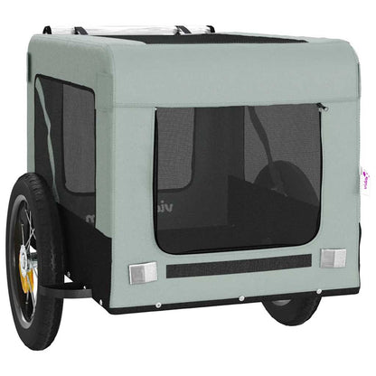 Remolque De Bicicleta Mascotas Hierro Tela Oxford Gris Negro_5