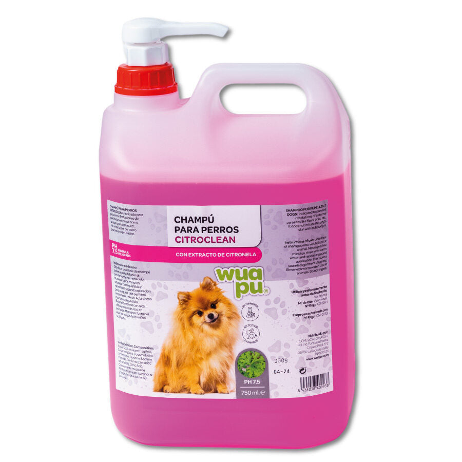 Champú Wuapu Citroclean Para Perros,efecto Repelente De Parásitos E Insectos. Envase De 5 L_0