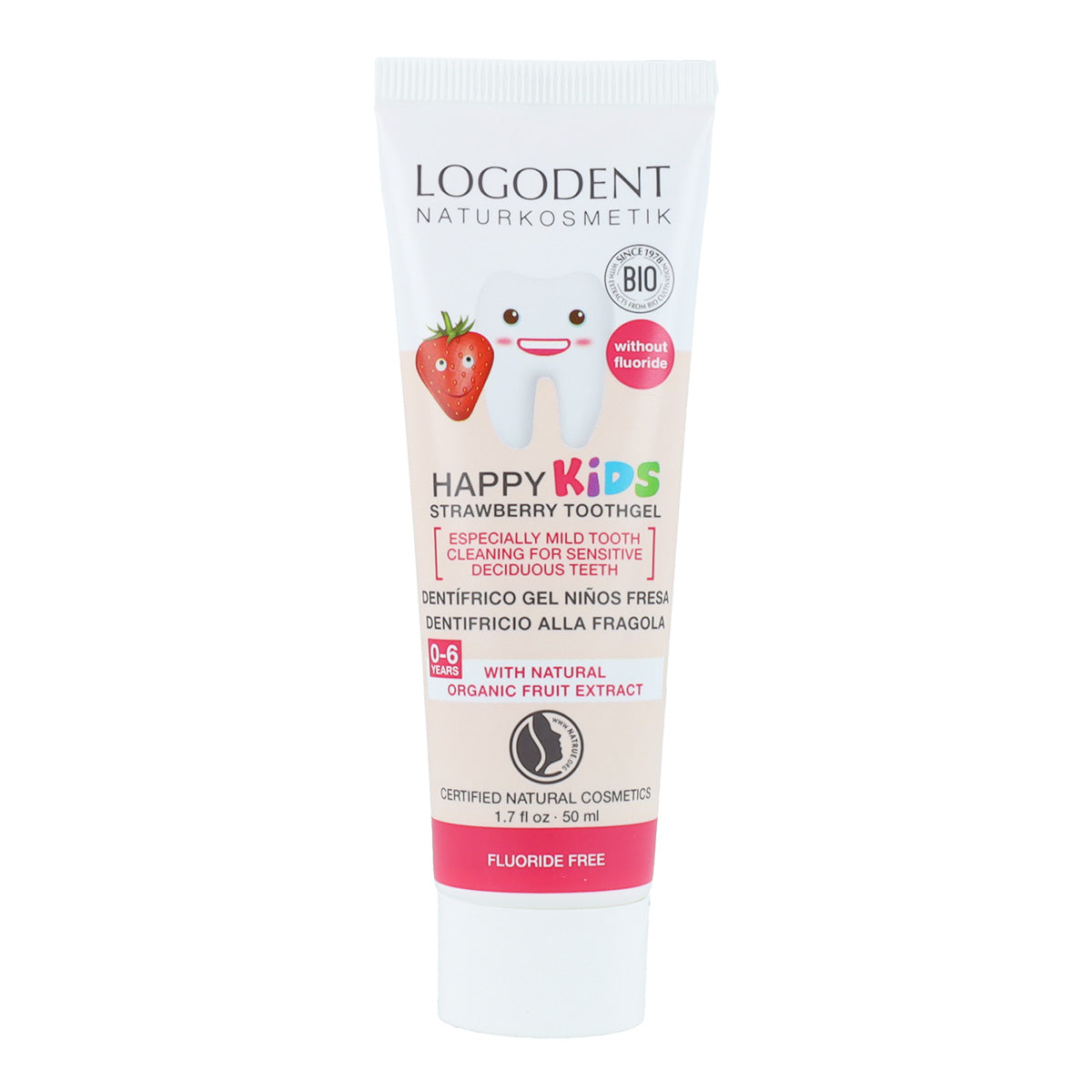 Gel dentário de morango Logona para crianças 50 ml