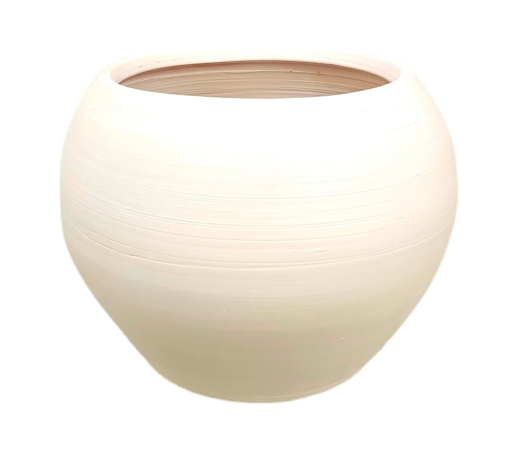 Macetero De Cerámica Esfera Blanco 31cm_0