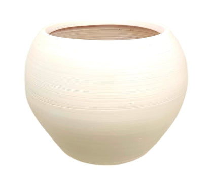 Macetero De Cerámica Esfera Blanco 40cm_0