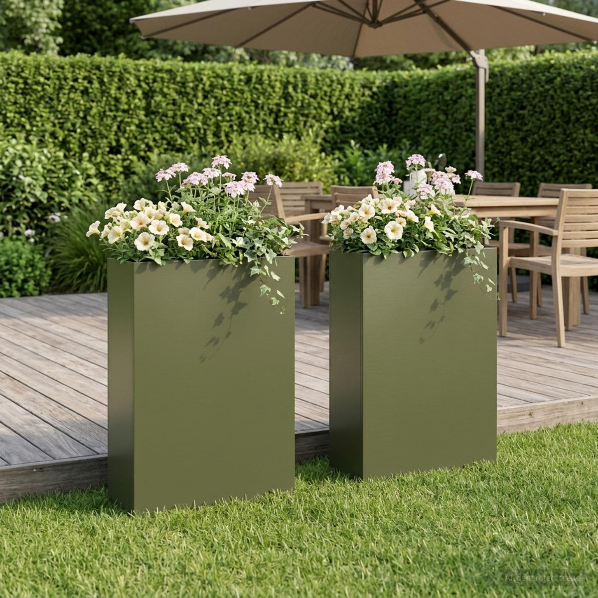 Macetero De Jardín 2 Uds. Verde Oliva 40 X 20 X 75 Cm_1