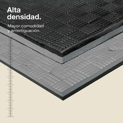 Jowy Tatami Puzzle 2cm 100x100cm, Pack 4 Unidades – Superficie 5 Líneas Gris/negro_1