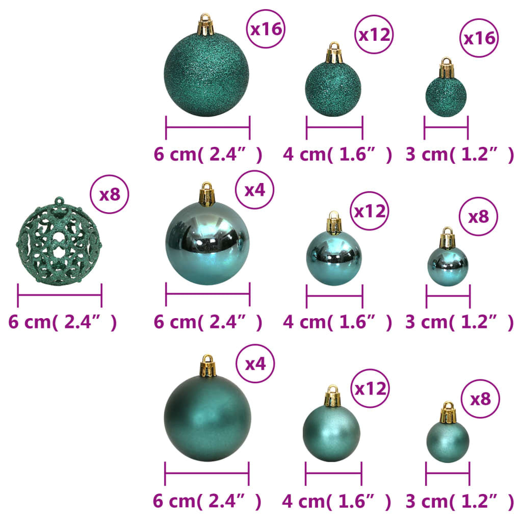 Vidaxl Bolas De Navidad 100 Unidades Verde 3 / 4 / 6 Cm_2