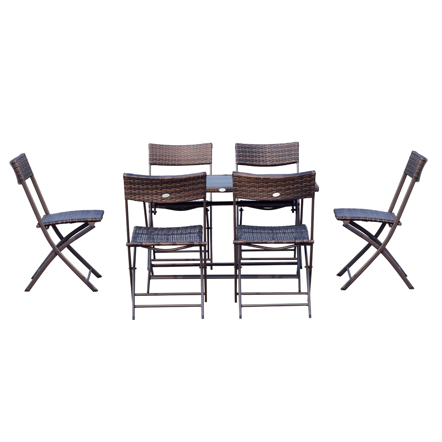 Outsunny Conjunto De Mesa Sillas Muebles Plegable Ratán Para Jardín Exterior_3