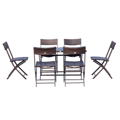 Outsunny Conjunto De Mesa Sillas Muebles Plegable Ratán Para Jardín Exterior_3