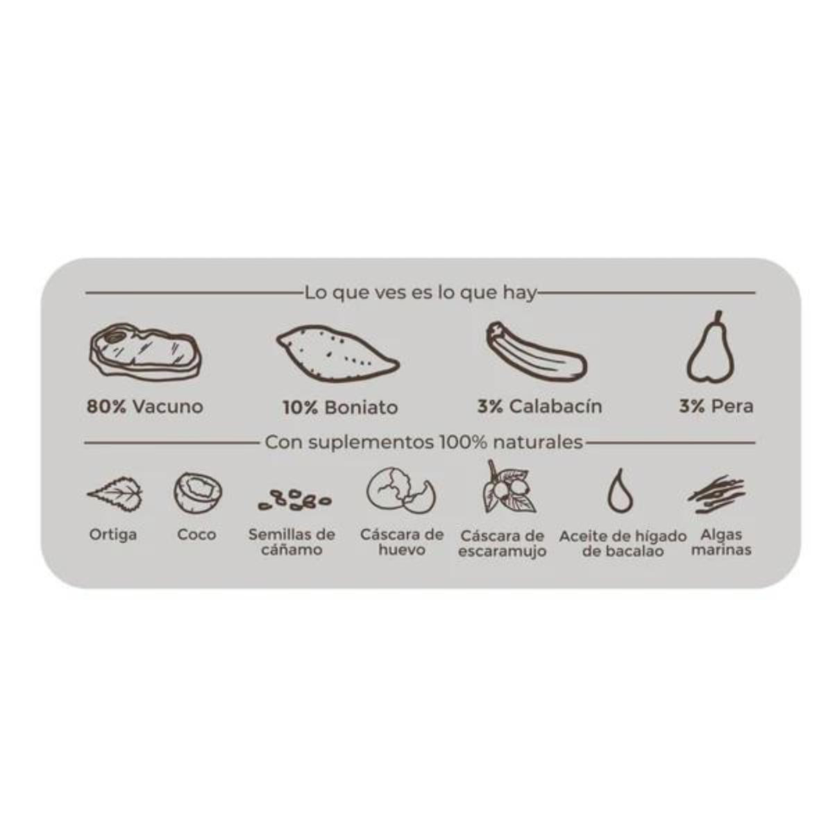 Comida húmeda Barf perros Maravilla de vacuno BIO Puromenu 800 g