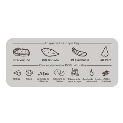 Comida húmeda Barf perros Maravilla de vacuno BIO Puromenu 800 g