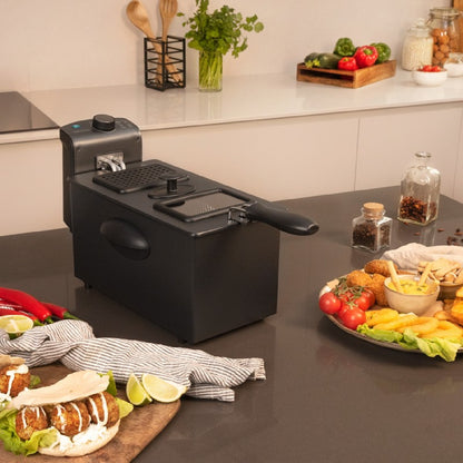 Freidora Eléctrica Cleanfry 3000 Black. 2180 W, 3 Litros, Acero Inoxidable, Filtro Oilclean Que Mantiene El Aceite Limpio, Tapa Con Ventana De Visió_1