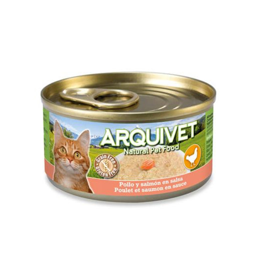 Frango em molho com Salmão Arquivet 80 g Alimento húmido para gatos