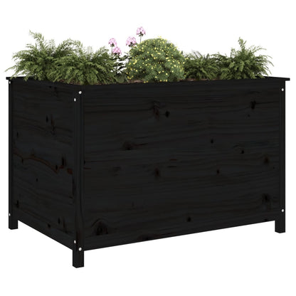 Arriate Elevado De Jardín Madera De Pino Negro 119,5x82,5x78 Cm_2