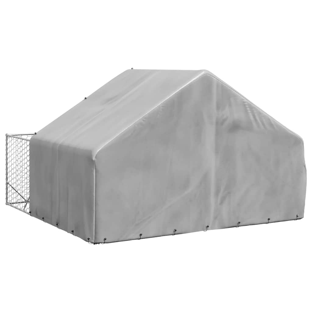 Caseta Perros Exterior Con Corral 3x3x1,9 M Acero Galvanizado_4