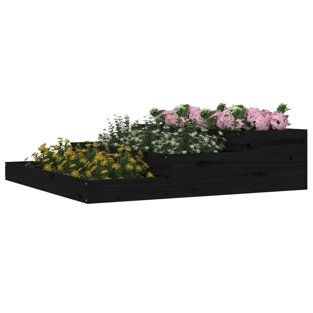 Jardinera Madera Maciza De Pino Negro 107x107x27 Cm_2