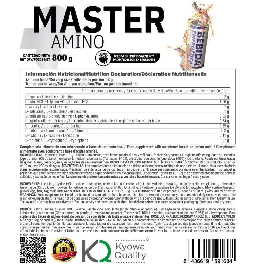 Master Amino - 800g - Bebida Energetica - Aumenta La Masa Muscular - Masmusculo_4