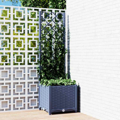 Jardinera De Jardín Con Enrejado Azul Grisáceo 40x40x136 Cm Pp_1