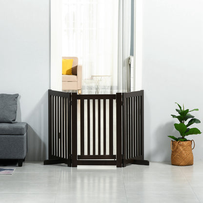 Pawhut Barrera Para Perros Plegable De Madera Con 1 Puerta 155x35,5x76 Cm Café_1