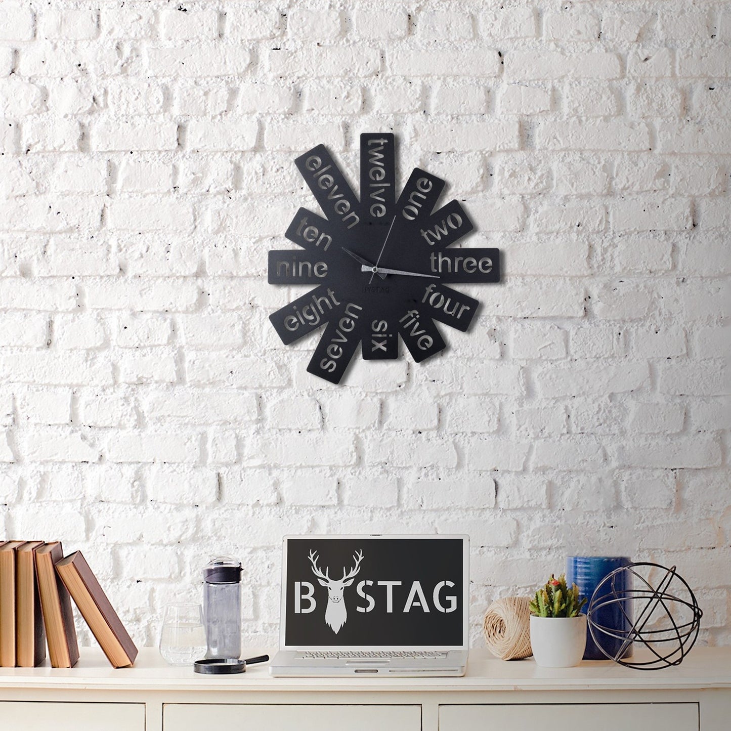 Reloj De Pared Metal Números En Inglés 50x50_3