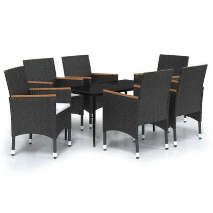 Juego De Comedor De Jardín 7 Piezas Con Cojines Negro / Vetonek_5